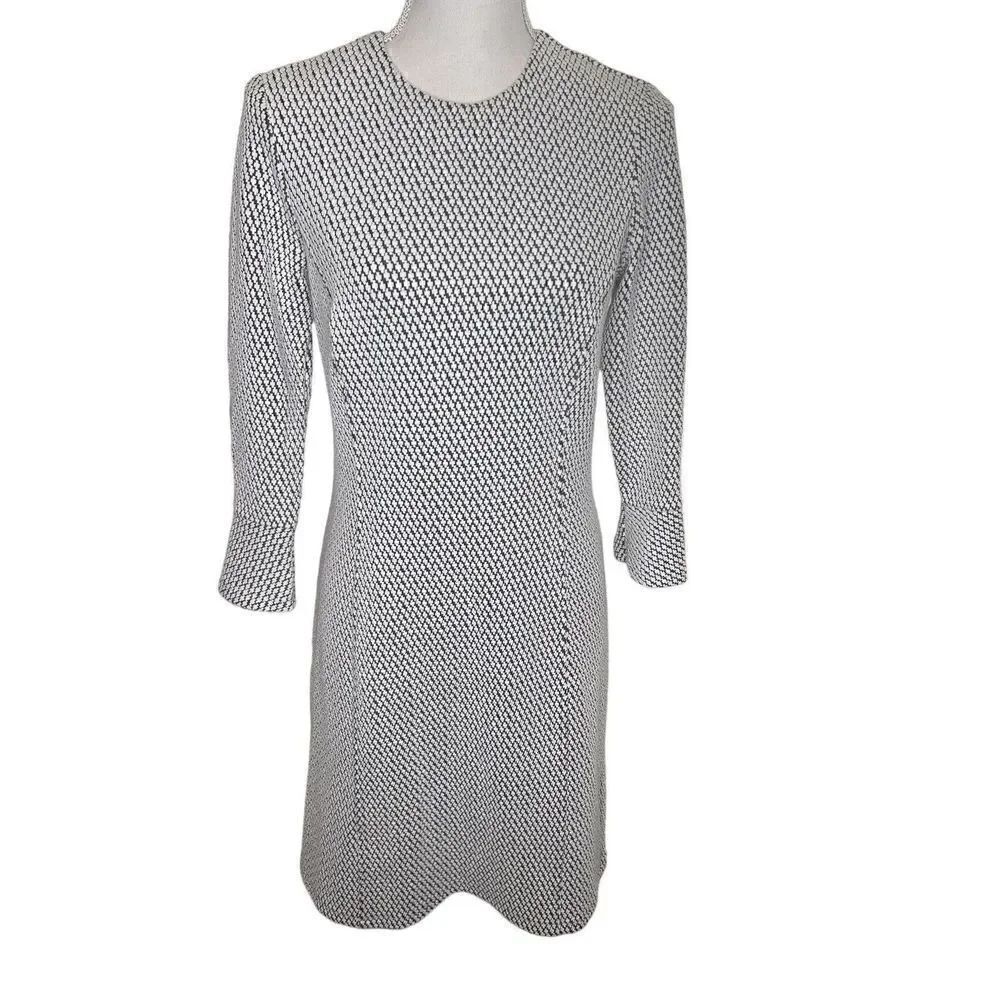 J. McLaughlin Black And White Women's Knit 3/4 sleeves Midi Dress Sz S